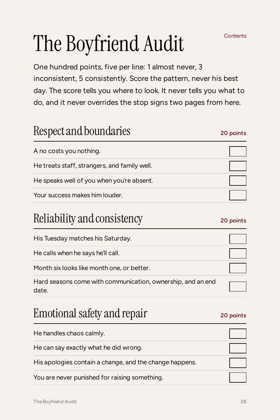 The Boyfriend Audit